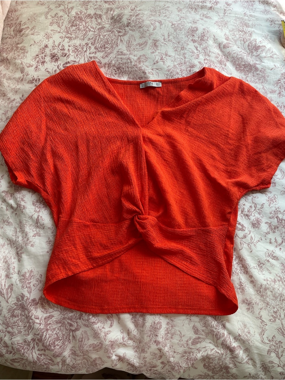 Zara Orange Knot-Front Crop Top